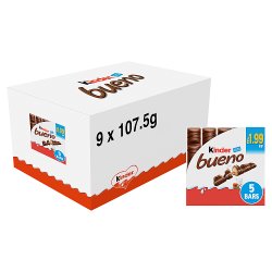 9 X 5PK KINDER BUENO BARS 97.5G
